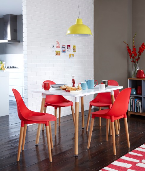 Tesco Direct Palermo Dining Table £149, Palermo Stacking Chair £49, Thorpness Large Metal Electric Pendant £29