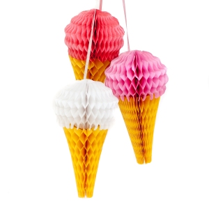 Ice Cream Honeycomb Decorations £4.99 for three candleandcake.co.uk
