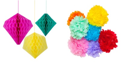 Fiesta Geometric Honeycomb Decorations £8.50 for a set of three mixed colours Candleandcake.co.uk